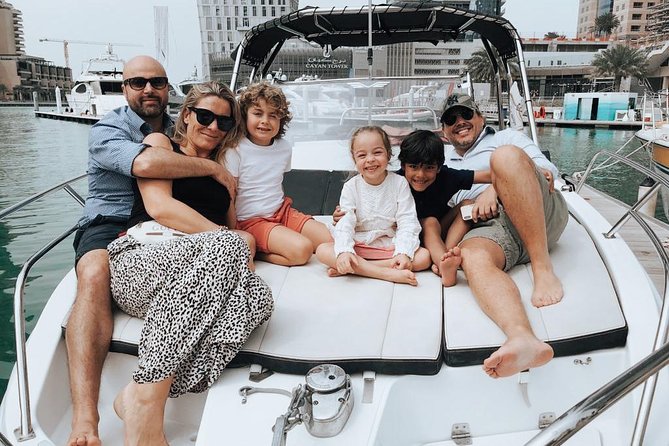 Dubai Yacht Sea escape Cruise, Swim, Tan & Sightsee! - Palm Jumeirah and Atlantis from offshore