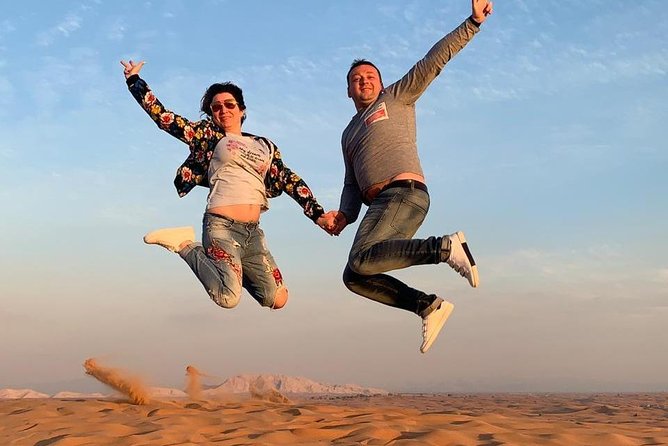 Evening Red Dunes Desert Safari Private Only Dune Bashing - Reaching the high dune for sunset photographs
