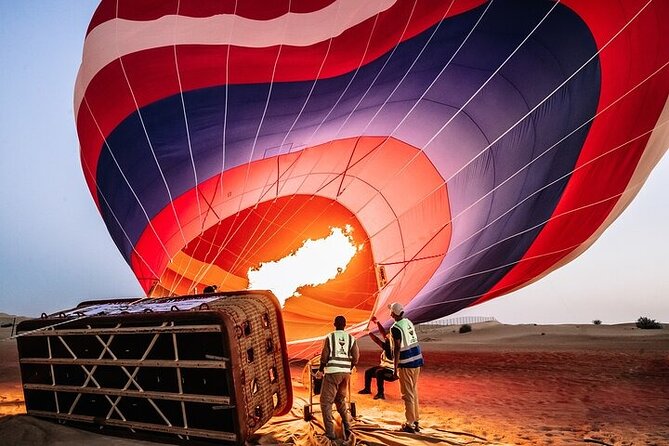 Hot Air Balloon Sunrise Tour with free transport in Dubai - Preparing at the desert launch site