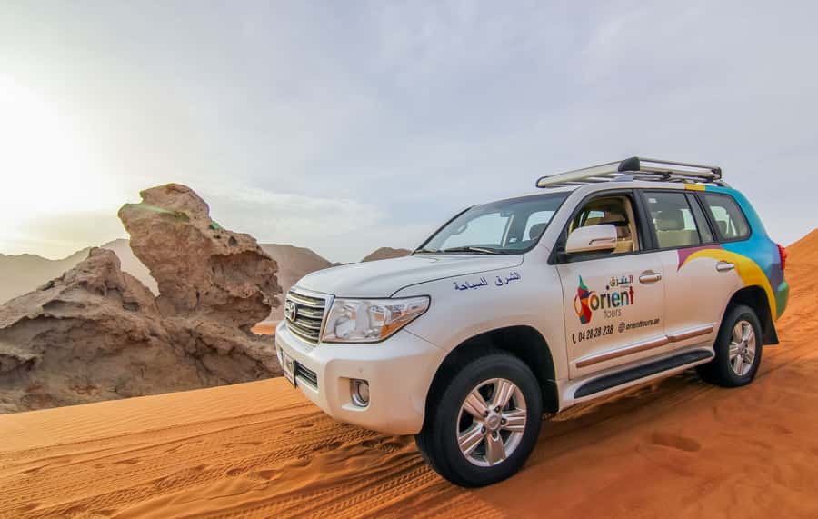 Mleiha Desert Safari with Sandboarding, Stargazing & Dinner - A 20-minute dune-bashing run