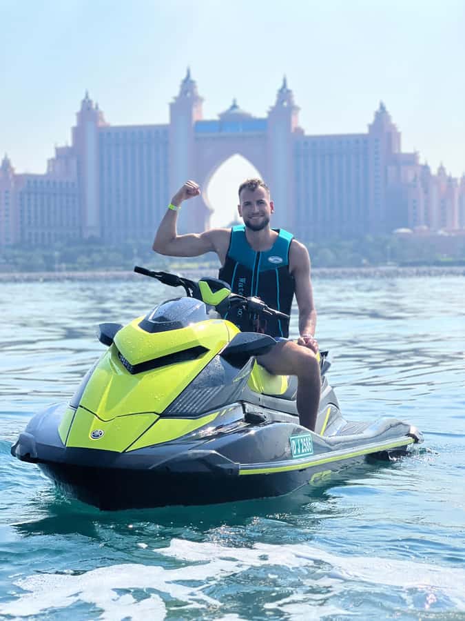 Palm Jumeirah: 1.5-Hour Guided Jet Ski Tour - Riding toward the Burj Al Arab