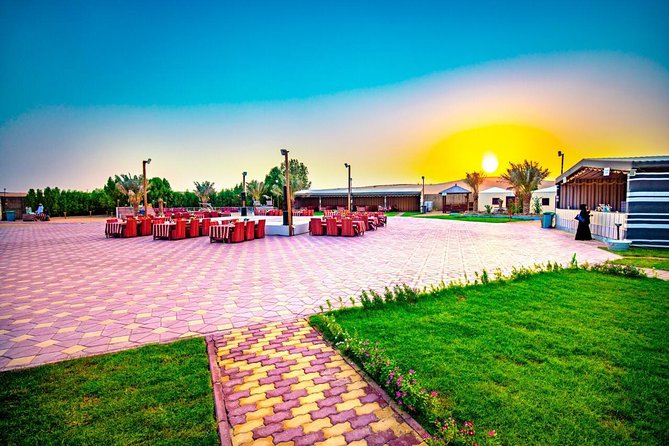 Premium Desert Safari Sharing Transfer with 5<em> Unlimited Buffet – The 4 p.m. Pickup and Ride to Lahab’ /></p>
<p><p>The experience begins with pickup from a Dubai hotel, private rental, or port. The published start time is 4 p.m., although the wording describes an early-afternoon departure, so you should confirm the exact pickup time after booking. Free cancellation is available until 24 hours before departure, which gives you some breathing room if your Dubai plans change.</p>
</p>
<p><p>Transport is by shared 4×4 Land Cruiser. The stated maximum is six people per vehicle, while the full activity can accommodate up to 108 participants. That tells you something important about the tone of the excursion: you are joining a large organized desert program, not heading out alone with a private guide.</p>
</p>
<p><p>The shared setup keeps the $70 price reasonable, but it can affect comfort. The driver follows a pickup route, so your transfer may take longer if several hotels are involved. Seating is also assigned according to the order and route of pickups. If you are tall or want complete control over the vehicle, a private booking would be more comfortable, but it would not be the same value.</p>
</p>
<p><p>Drivers are a major part of the experience. Akbar is praised for being friendly and helpful, Jay for his personality and photography assistance, and Sameer for making the outing fun. Syed Tariq received praise for confirming pickup through WhatsApp, while Asif and Mohamad were noted for professionalism and strong desert driving. Still, driving standards can vary, so tell your driver if you feel uncomfortable during the faster sections.</p>
</p>
<h2 id="red-dunes-and-30-minutes-of-dune-bashing">Red Dunes and 30 Minutes of Dune Bashing</h2>
<p><img width="669" height="446" decoding="async" src=