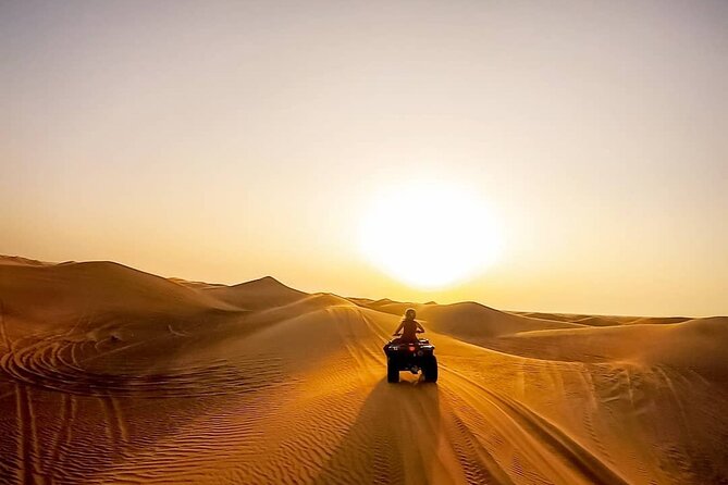 Premium Evening Desert Safari with Quad Bike, Camel Ride and BBQ Dinner - Lahbab dune bashing for 45 minutes