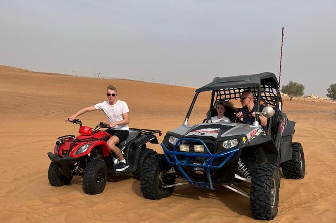 Sunrise Desert safari With Quad bike ride Sandboard & Camel ride - Lahbab’s red dunes set the scene