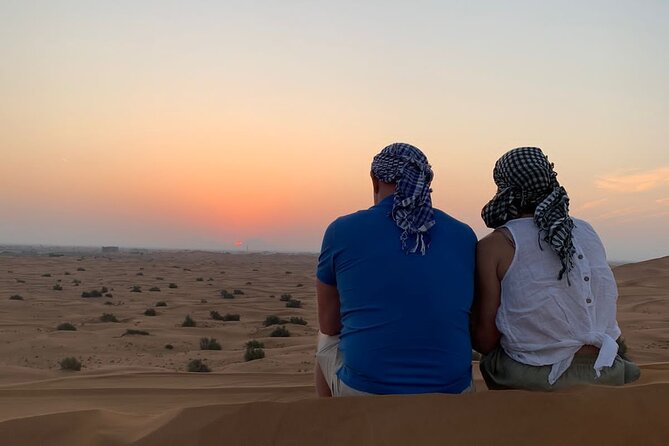 Sunrise Private Desert Safari with Refreshment & Camel Ride Dubai - Morning refreshments in an open desert setting