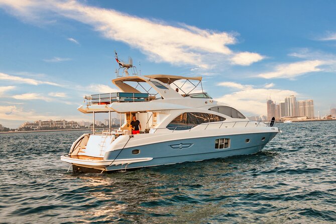 Sunset escape on Bluemoon 64ft from Dubai Marina to Atlantis - Food, drinks, and onboard celebrations