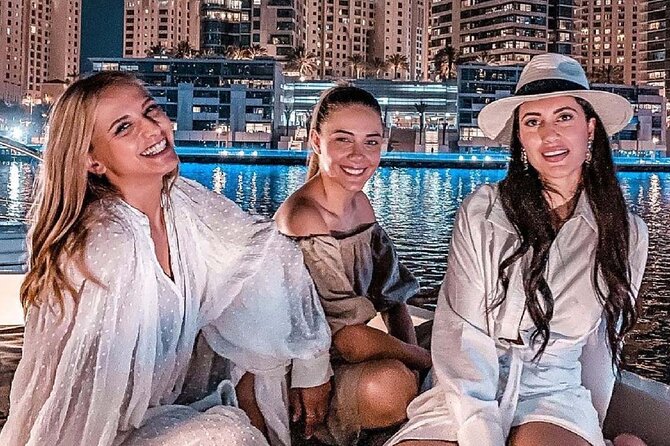 Ultimate Dubai Marina Yacht Party with BBQ, Drinks & DJ - Dubai Marina after dark