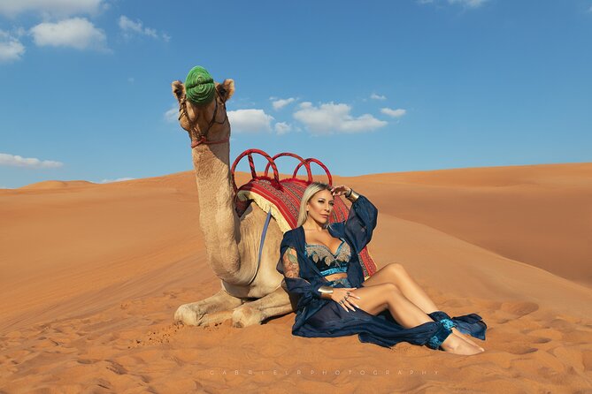 VIP Dubai Desert Safari Camel Ride, Sand Ski, Live BBQ Dinner - Camel Riding, Arabic Coffee, and Henna at Camp