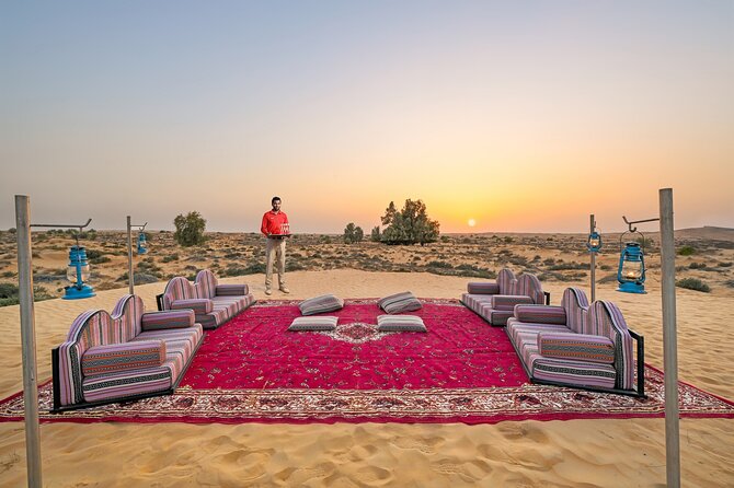 VIP Dubai Sunset Desert Safari: Camel Ride, BBQ, Unlimited Spirit - The sunset pause with date juice and camel chocolate